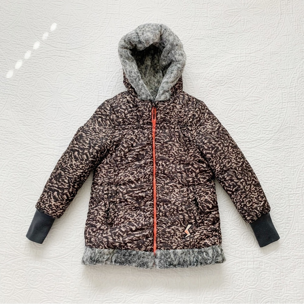 Nono Girls' Faux Fur Reversible Insulated Jacket, 9-10